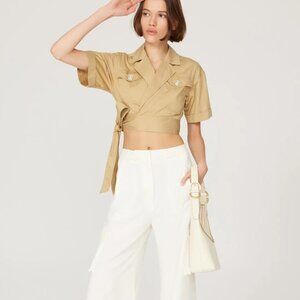 Derek Lam Collective Beige Cropped Utility Jacket, Size 40 / US 4